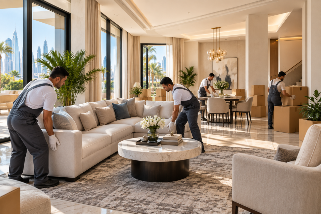 Completed villa relocation with furniture professionally arranged